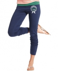 Sun salutation, anyone? Get your tree-pose on in these super-stretchy yoga pants from Tommy Girl! A contrast-color foldover waistband makes these pants cute enough for lounging-out too!