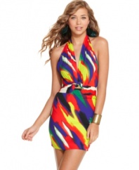An explosion of invigorating colors -- plus a feisty, halter strap design -- makes this dress from Rampage a total party!