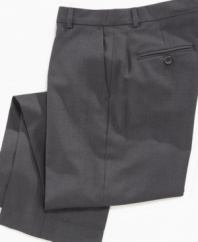 Dress him up with confidence that he'll look his best in these fine twill pants from Calvin Klein.