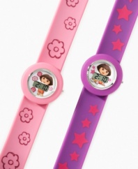 It's time for fun with these Dora the Explorer slap-on watches!