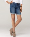 Boy-meets-girl with these Lucky Brand Jeans shorts. A longer Bermuda length and chic rolled cuff lend a laid-back look that borrows from the boys, but is made for you!