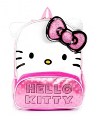 Turn her backpack into a kitty with the ear and glitter bow details on this backpack from Hello Kitty.