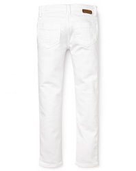 In bright white, these slim fit Burberry jeans add crisp summer style to exciting excursions.