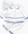 What a little lady. Keep her proper in this lovely shirt, pant and beanie set from Little Me.
