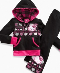 Plaid prints in the hood and on the heart graphics on the front give this hoodie from Hello Kitty an adorable accent. With a crown Hello Kitty graphic exclusive to Macys!