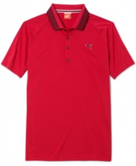 Keep yourself on par for comfort and style with this Puma polo shirt featuring moisture management to help you stay at the top of your game.