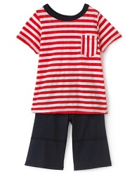 Nautical stripes set off Splendid Littles adorable ringer tee and shorts set.