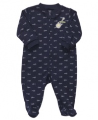 Style can never start too soon. These coveralls from Carters combine comfort with cute for a baby that looks just as good as he feels.
