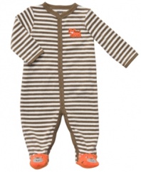 Bring out the tiger in him. Keep him feeling ferociously comfy in this darling striped terry-cloth coverall from Carter's.