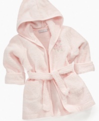 That's a wrap. End any water playtime in this sweet First Impressions hooded terrycloth robe to keep her comfy and cozy.