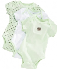 Go green. Soft colors on these bodysuits from Little Me will make her look as calm and cozy as she'll feel.