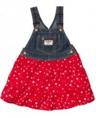 Stars in her eyes. She'll be as pretty as the night sky in this darling overall-dress from Osh Kosh.