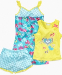 Start her night off right with one of these darling tank, short and nightgown sleepwear sets from Komar Kids.