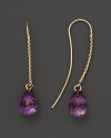 Faceted amethyst briolettes add rich sparkle to 14K yellow gold. By Nancy B.
