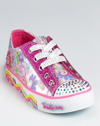 These super cool kicks from Skechers bring on the bling with sequin-encrusted rainbow tows that light up when she walks.
