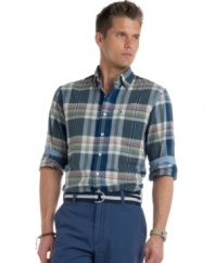 Are you a madras man? This button-front shirt from Izod has the right amount of classic cool to convert any naysayer.