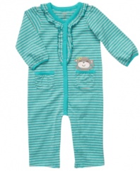 She'll be all set to monkey around in this comfortable coverall from Carter's.