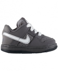 Baller. Though he might not be ready for hoops, he can toddle with style in these Delta Force low-tops from Nike.