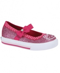 Twinkle toes. She'll shine in these comfortable, sparkly Hello Kitty® shoes from Keds®.