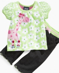 She'll skate through the day in style with this sweet shirt and pant set from Mini Bean.