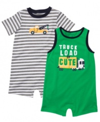 Load him up on cuteness with one of these rompers from this Carter's 2-pack.