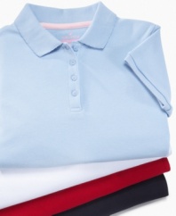 Build a beautiful look. She can inform her basic style with these simple uniform polo shirts from Nautica.