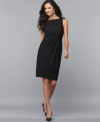 A polished and timeless look, this sleeveless sheath dress by Jones New York opts for pleats below the defined waist.