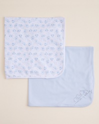 Soft breathable receiving blankets, each adorned with different droll elephant print, usher your little one into the world in comfort.