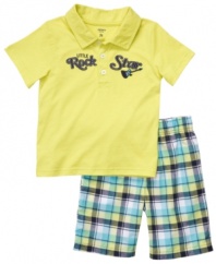 The performer. He'll be ready to take center stage in this rockin' polo shirt and short set from Carter's.