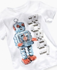 He can program a sweet style in this cool robot t-shirt from Greendog, a fun retro style that's fun to rock.