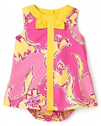 Dress your little princess in this dazzling shift, featuring a brighter-than-bright floral print rendered in a signature Lily Pulitzer silhouette.