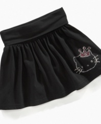 Dancing queen. She will love dancing in this twirlable skirt from Hello Kitty, with a rhinestud Hello Kitty crown logo exclusive to macys.com!