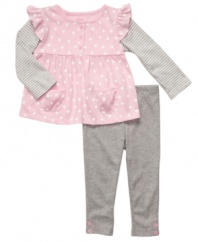 Dainty looks. Dress your little girl in the adorable look of this layered ruffle shirt and leggings from Carter's.