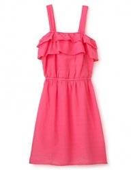 Ella Moss embellishes this sleeveless dress with tiered ruffles and wide shoulder straps to create a perfectly pretty party dress for springtime fun.