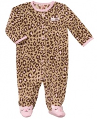 Daddy's princess will look purrfect in this adorable leopard-print, footed coverall from Carter's.