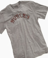 Throwback style. He can toss this Hurley logo tee around and it will still look fresh when he pulls it on.