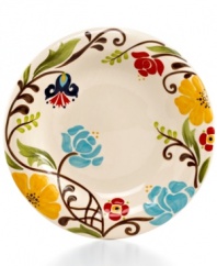 Hand painted with folksy florals, the Jardin dinner plate from Vida by Espana delivers colorful fresh-for-spring style along with everyday durability.