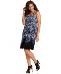 A dip-dyed hem and a vibrant cobalt color put a new spin on animal print! INC's plus size dress makes an easy, stylish choice for a night on the town.