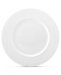 Set the tone with the white bone china of Devore dinnerware. A matte, organic texture lends chic distinction to a dinner plate that's equally suited for fine dinner parties and every day of the week. From Donna Karan by Lenox.