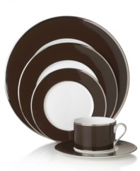 Full of possibilities, the Color Studio place settings from Mikasa boast bands of brown and platinum in timeless bone china. Keep it simple or make it pop with fun patterned accessories. (Clearance)