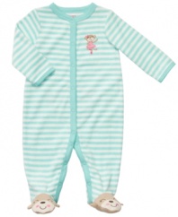 Turn on the music and take her for a twirl. This fun footed terry-cloth coverall from Carter's is ready any playtime possibility.