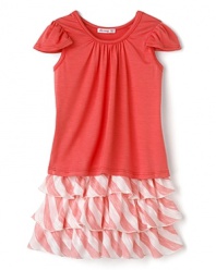 Ella Moss' adorable cap sleeve top and flouncy, striped skirt is the perfect, playful set for summer.