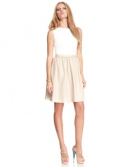 Lace goes modern in metallics! In a classic shape with a cool twist, this Vince Camuto dress is perfect for a daytime summer soiree!