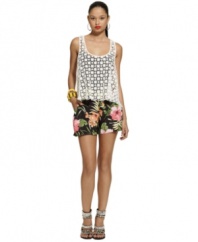 Bold florals straight from the tropics spice up Bar III's chic shorts!