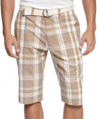 Preppy gets a punch. These plaid shorts from Sean John give your streetwear a cool new pattern.
