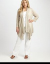 A feminine, open-front cardigan made from soft jersey and featuring a pretty, cascade front.Shawl collarThree-quarter sleevesCascade frontAbout 33 from shoulder to hemViscoseHand washImported of Italian fabric