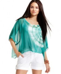 A whisper of sheer chiffon, an on-trend tie-dye print...INC's ethereal topper makes a perfect summer fashion statement!