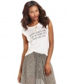 Add a cheeky twist to your style with this RACHEL Rachel Roy what's a nice girl like me doing in a place like this printed tee -- perfect over denim or the season's chiffon skirts!