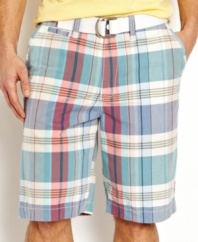 These plaid print shorts from Nautica will have you ready for summer style.