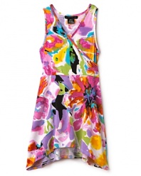 Flowers by Zoe Girls' Watercolor Wrap Dress - Sizes S-XL